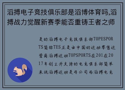 滔搏电子竞技俱乐部是滔博体育吗,滔搏战力觉醒新赛季能否重铸王者之师？